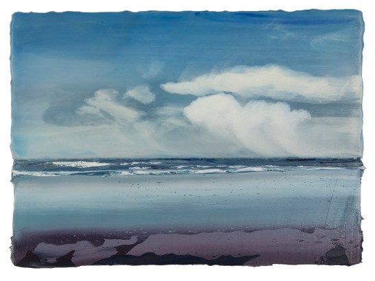 Anke Roder - Wind aan Zee 26 x 37 cm encaustiek en olieverf op hout